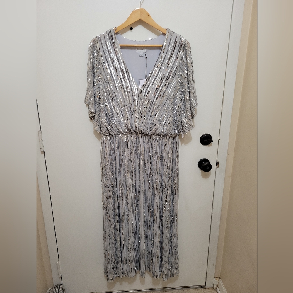 Glamorous Silver Sequin Midi Dress